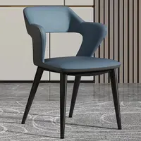 French Style 1Pc Leather Dining Chair with Backrest, Hollow Design, Suitable for Clubhouse Hotel Western Restaurant Cafe 2