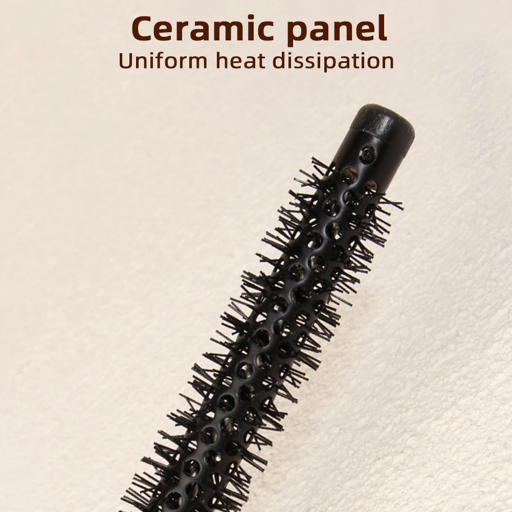 Hair Round Brush Comb Small Nylon Bristles Brush With Wooden Handle, For Curly Wavy Thick Thin Hair 3
