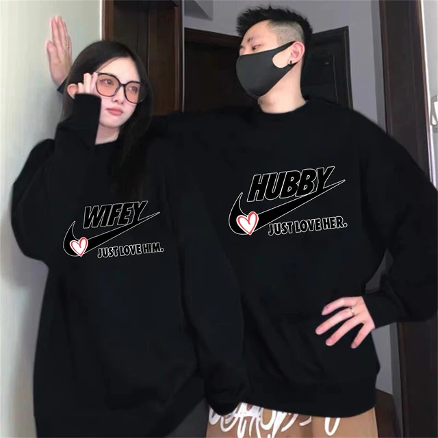 500G High Quality Cotton Hubby Wifey Couple Hoodies Sweatshirts Autumn  Crewneck Long Sleeve For Wife Husband Valentine's Gift - AliExpress