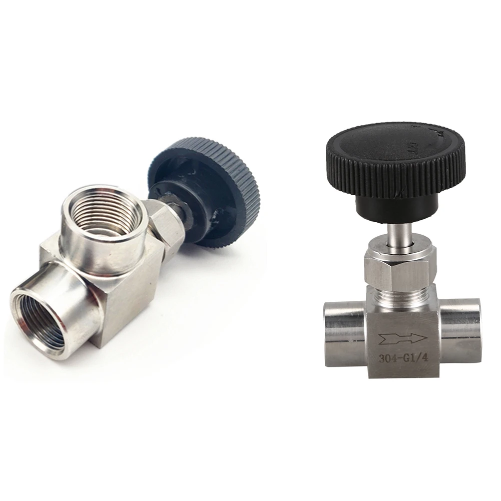 Needle Valve 1/4 Inch Right Angle Female Thread BSP SS304 & 1/4 Inch BSP Equal Female Thread SS 304 Stainless Steel