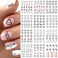 12pcs Water Sticker Nail Art Heart Love Letters Cats Flowers Decals Transfer Sliders Tattoo Valentine Decorations Manicure TRBY 1