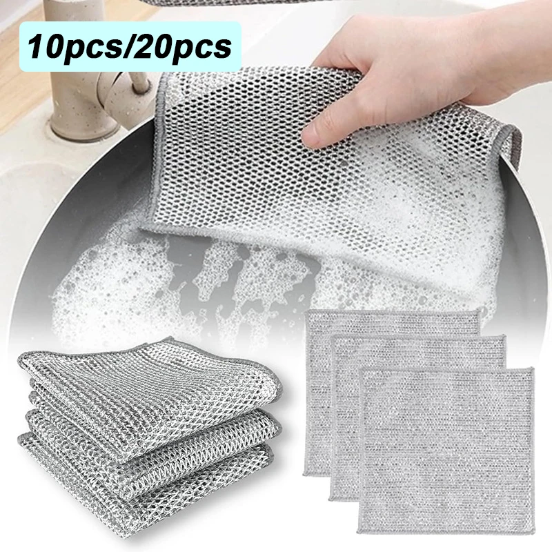 3-5-10-20PCS-Multipurpose-Wire-Dish-Coths-Non-Scratch-Dishwishing-Rags ...