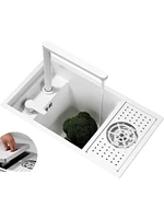 Nano White Hidden Mini Bar/Cafe/RV/balcony Sink with Up and Down Faucet and Glass Rinser Set 23 Inch 1