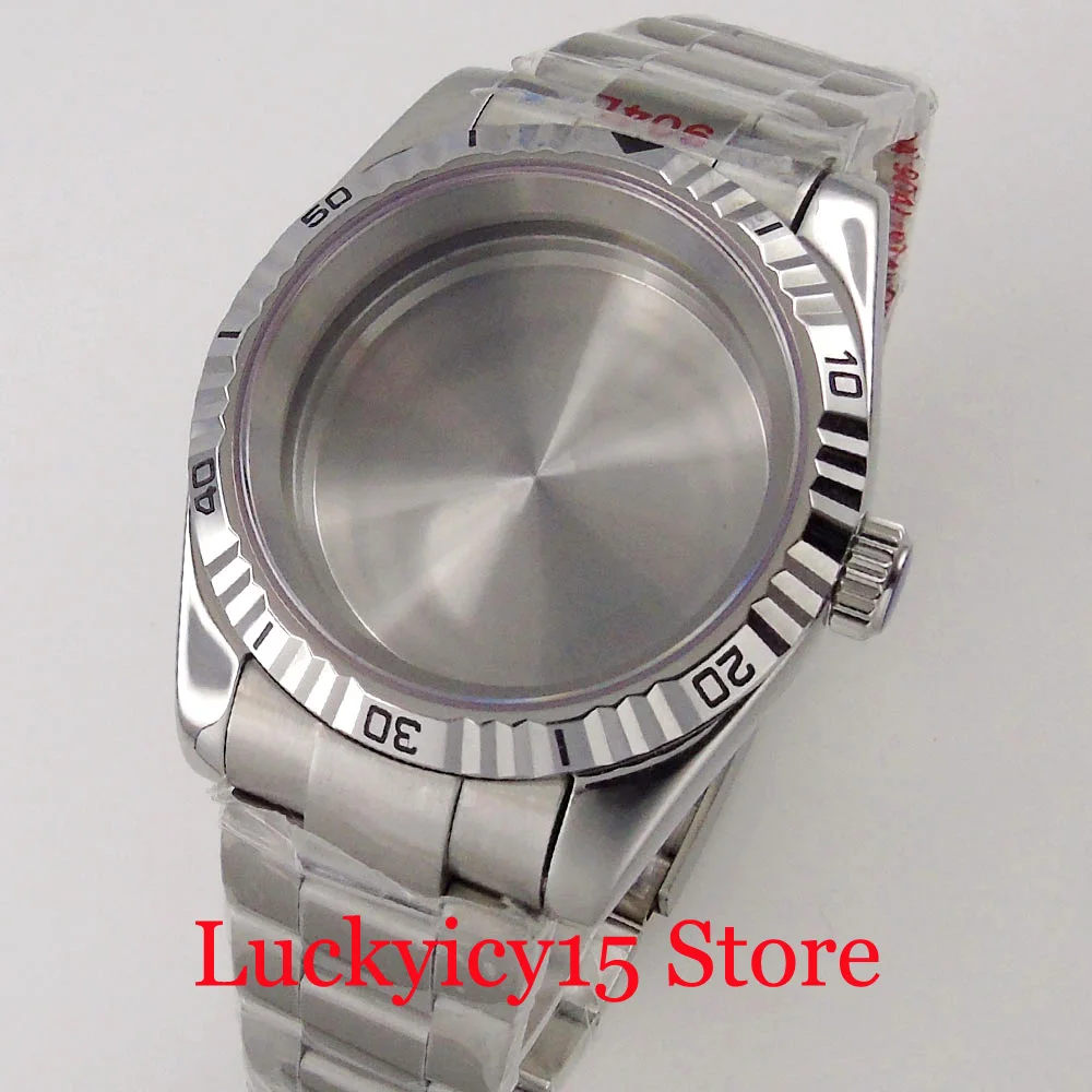 

Watch Case 39MM Fit NH35A NH36 SKX SRP PT5000 ETA 2824 Automatic Movement For Men's Sliver Edge Glass/Solid Back Oyster Bracelet