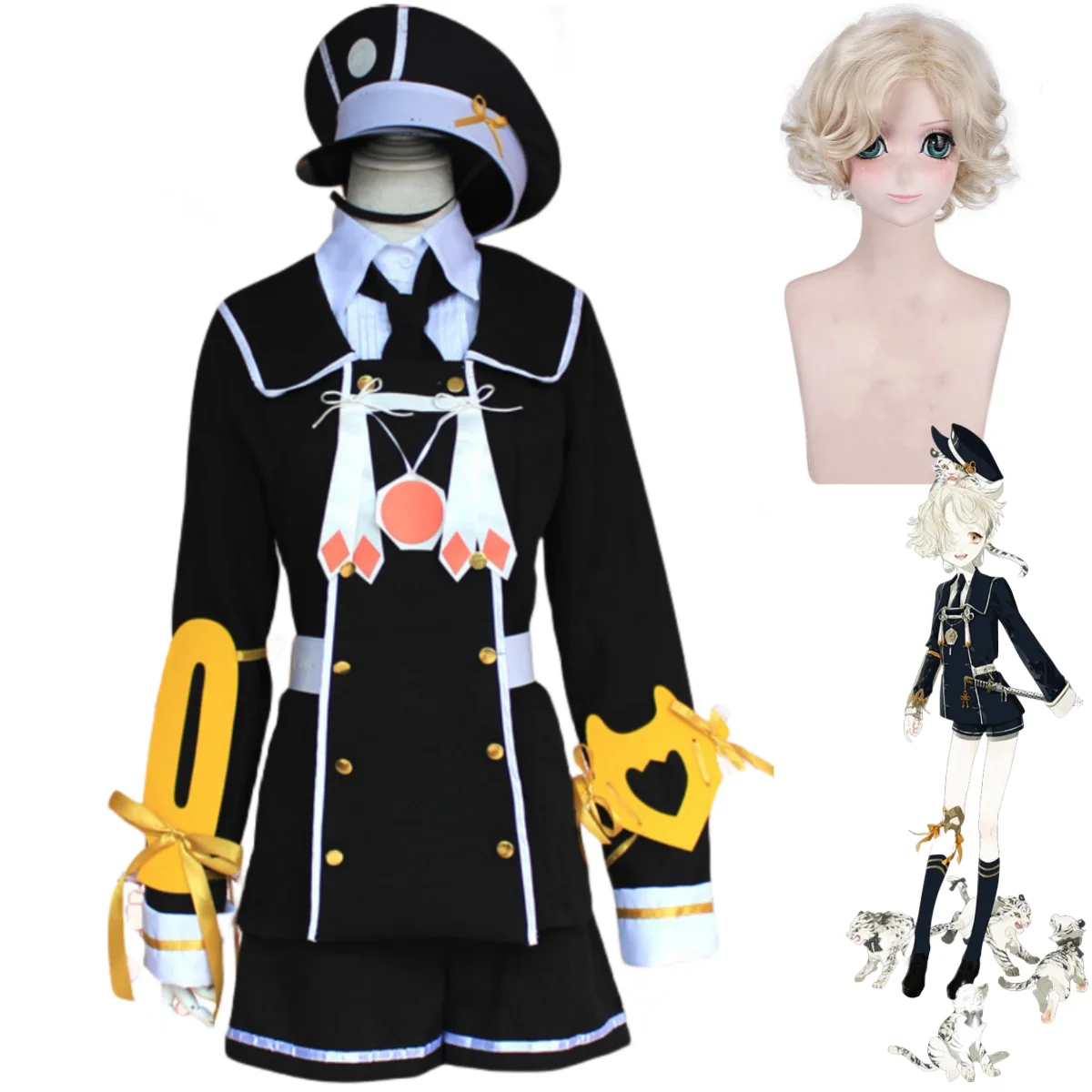 

Anime Game Touken Ranbu Gokotai Cosplay Costume Wig Black Military Uniform Full Set Adult Man Woman Halloween Sailor Suit