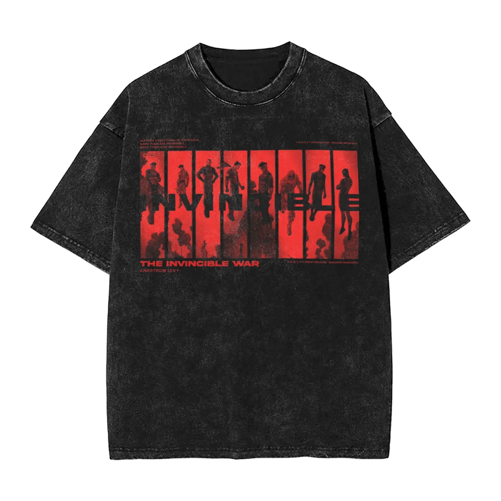 Invincible Cartoon Comic Washed Streetwear HipHop Oversized T-Shirt