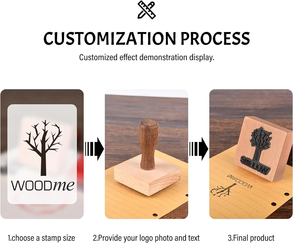 Description Picture 5 of itemLarge Custom Stamp Logo Rubber Stamp For Business Personalized Stamper self inking Wood Business/Packaging/Wedding Stamp