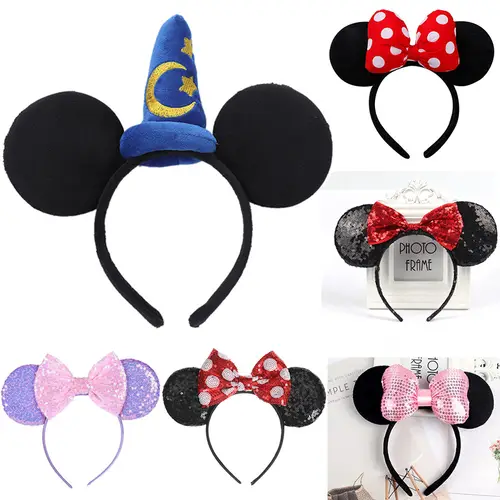 Anime Mouse Ears Headhand Cosplay Kawaii Cartoon Elastic Hair Accessories Party Sequin Bows Hairband Toys Children Adults Gift