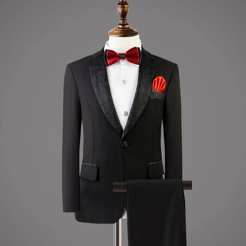 

Wedding Suit For Boys Embroidery Blazer Jacket Pants Tie 3Pcs Photograph Suit Kids Formal Birthday Party Dress Ceremony Costume