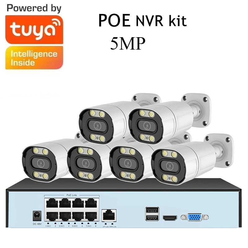 Tuya Smart Life 8CH 4K 8MP 5MP 4/6/8 كاميرا POE On...