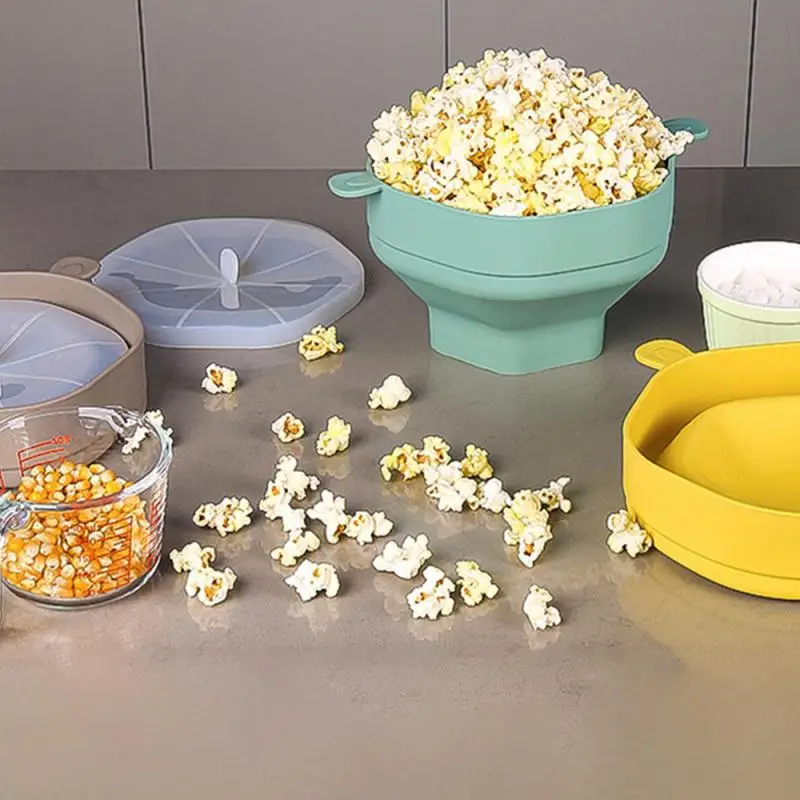 Ciotola Per Popcorn In Silicone Con Coperchio Secchio Per Popcorn A Microonde Creatore Di Popcorn Pieghevole Creativo Popcorn Resistente Alle Alte Tem
