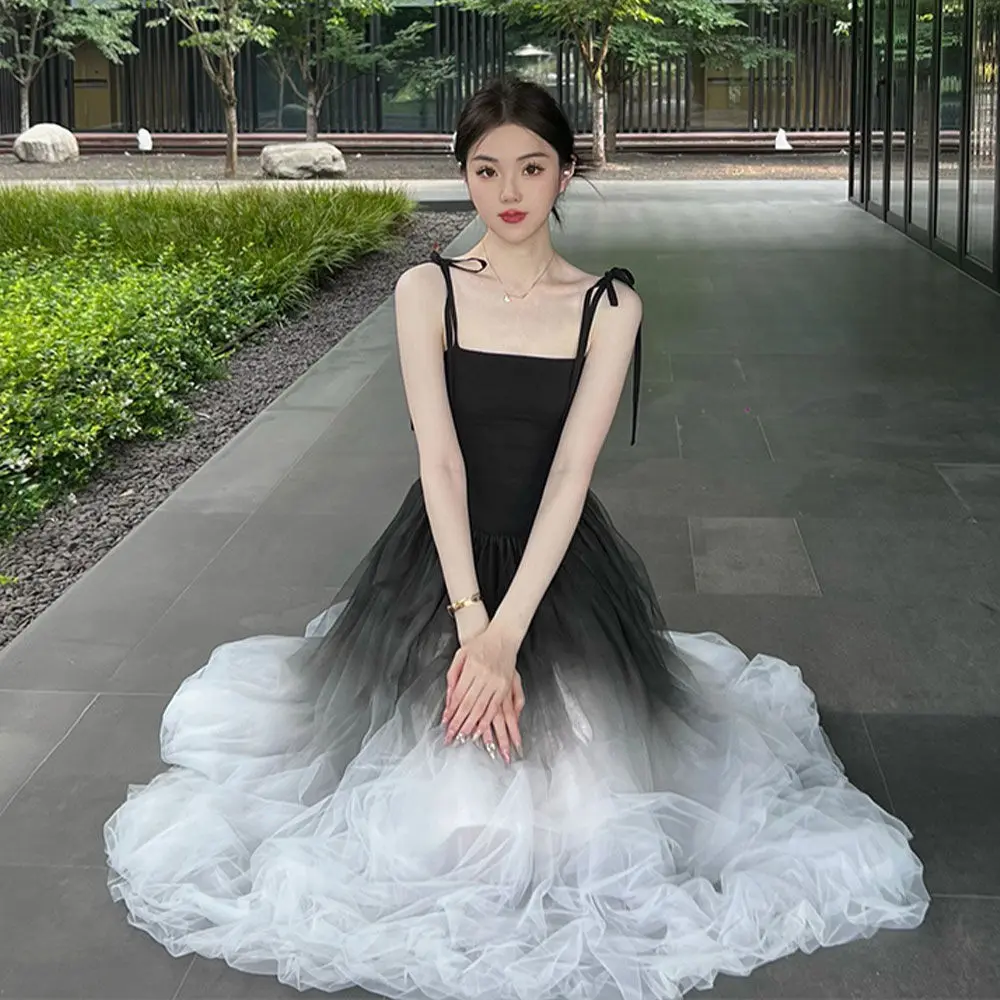 

Harajpee French Haute Couture Dresses Gradually Changing Color Camisole Dress 2024 Gentle Temperament Design Sense Vestido