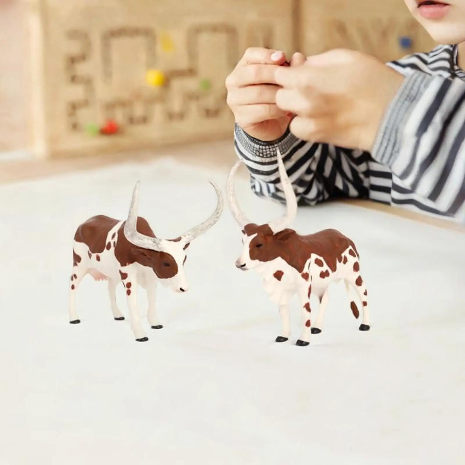 2 Pieces Animal Toy Figures Animal Playset Bull And Cow Ornament Realistic