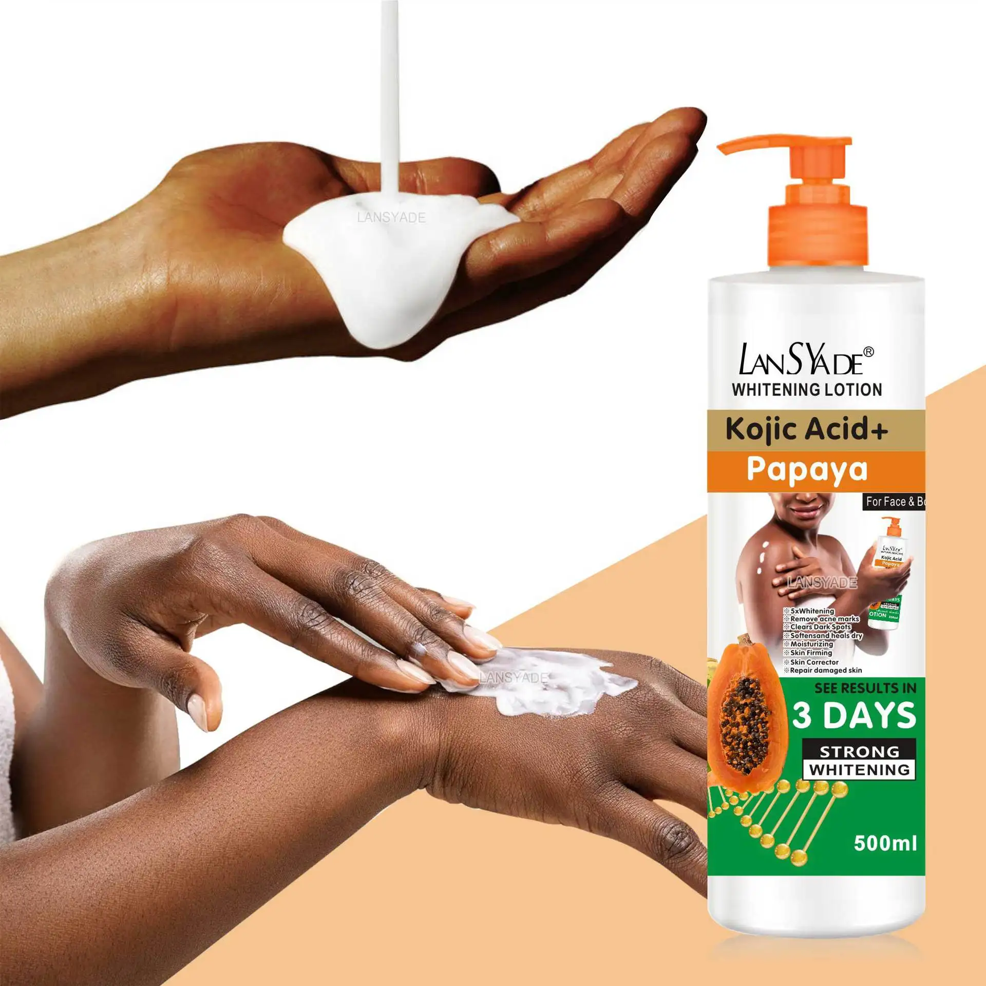 Papaya-Essence de massage pour le corps, hydratant, hydratant, lisse la peau, améliore la rugosité, 500ml