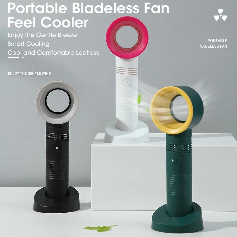 

Portable Bladeless Fan Handheld USB Rechargeable Mini Cooler No Leaf Handy Cooling Fan Air Cooler Fans Desktop