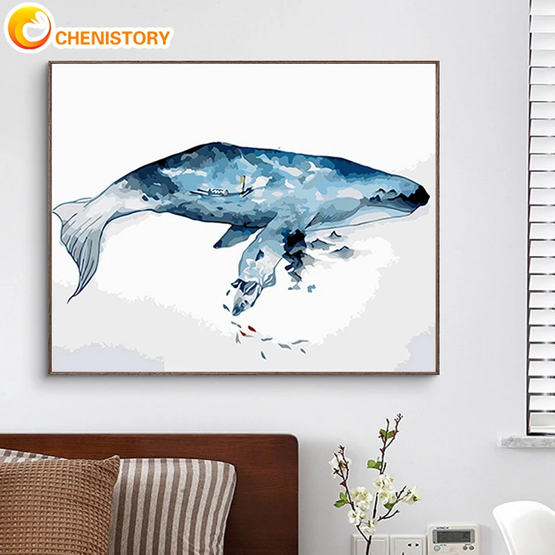 

CHENISTORY Painting By Numbers Fish Drawing On Canvas Pictures By Numbers CatNumber Painting Wall Decor
