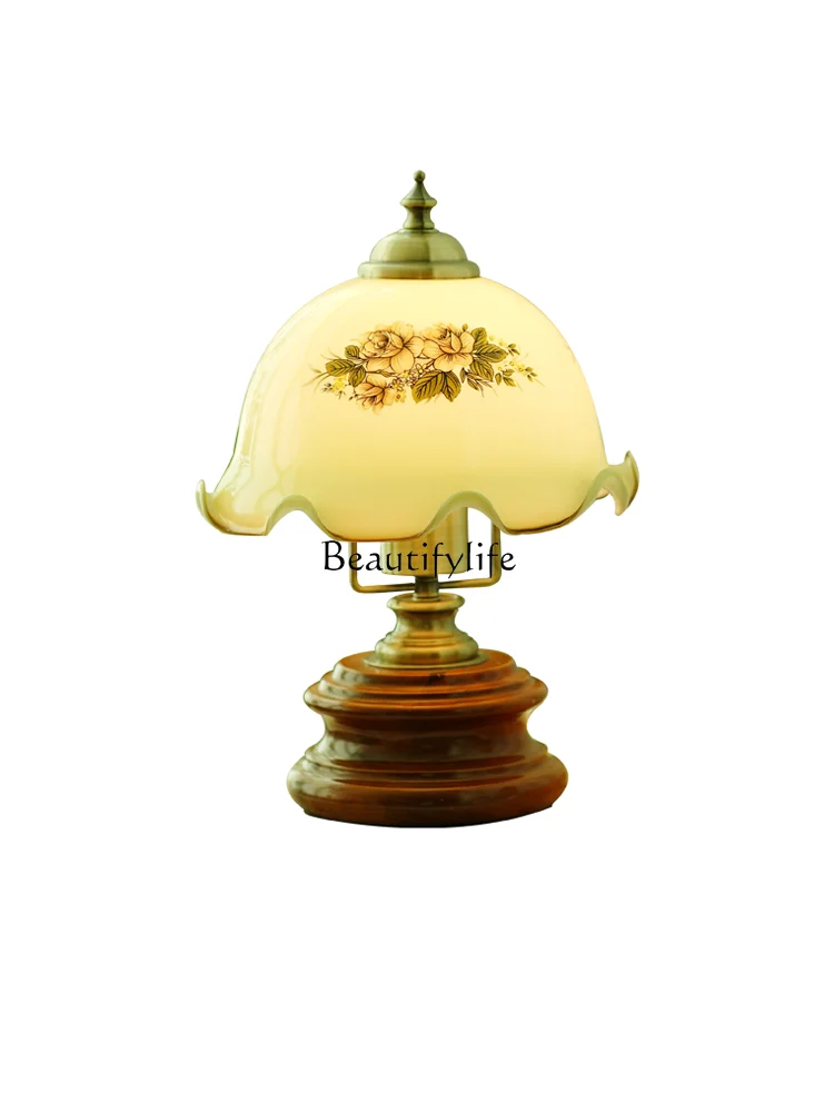 

Sun and Moon Nebula Lighting Retro Flower Country European Style Bedside Bedroom Glass Table Lamp