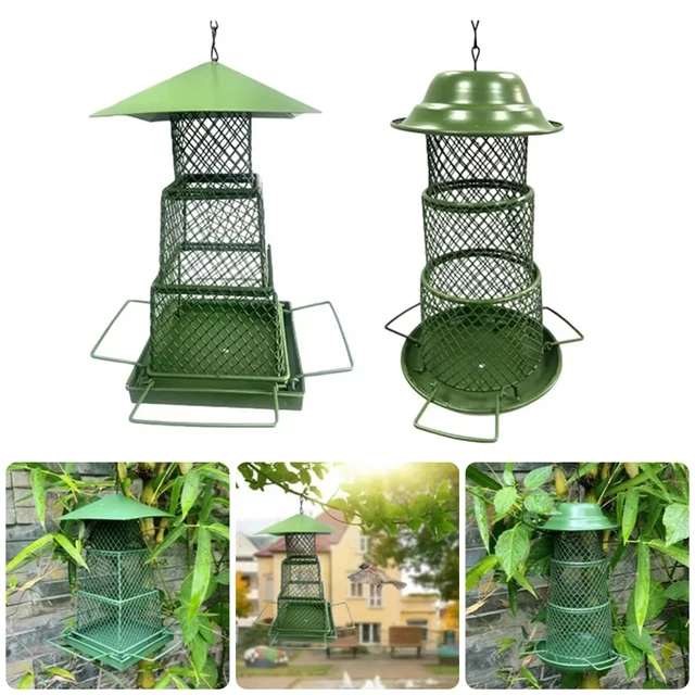 1Pc Outdoor Retractable Bird Feeder Round/Square Squirrel Proof Metal Mesh Design Hanging Bird Feeding Cage Pet Birds Supplies 1Pc Outdoor Retractable Bird Feeder Round/Square Squirrel Proof Metal Mesh Design Hanging Bird Feeding Cage Pet Birds Supplies