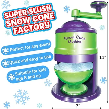 Kids Snow Cone Maker Shaved Ice Machine Fun Slushie Party Set with Cups Spoons Bowl Easy to Use Refreshing Treats 3