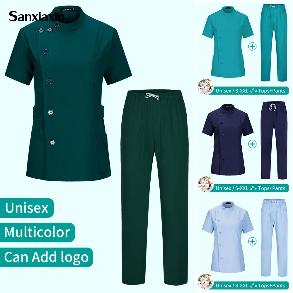 Medical Uniform Sanxiaxin Medical Nurse Work Clothes Hospital Surgical Suits Scrub Nursing Uniforms Beauty Salon Female Short Sleeve Coat + Pants