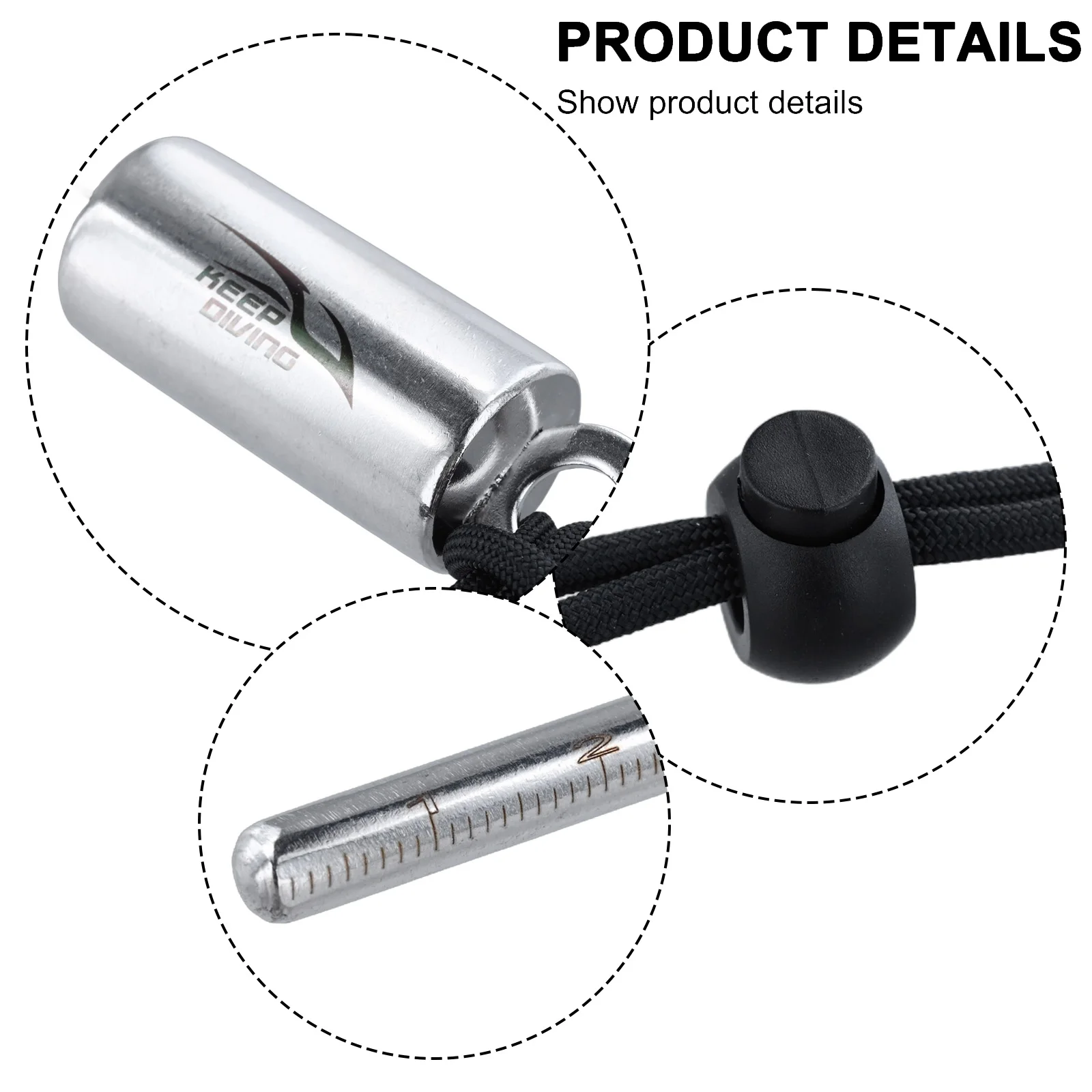 Scuba Tauchen Flasche Klopfer Edelstahl Klingeln Glocke Pol Mit Skala Hand Seil Unterwasser Sonde Stange Werkzeuge – Detail 9