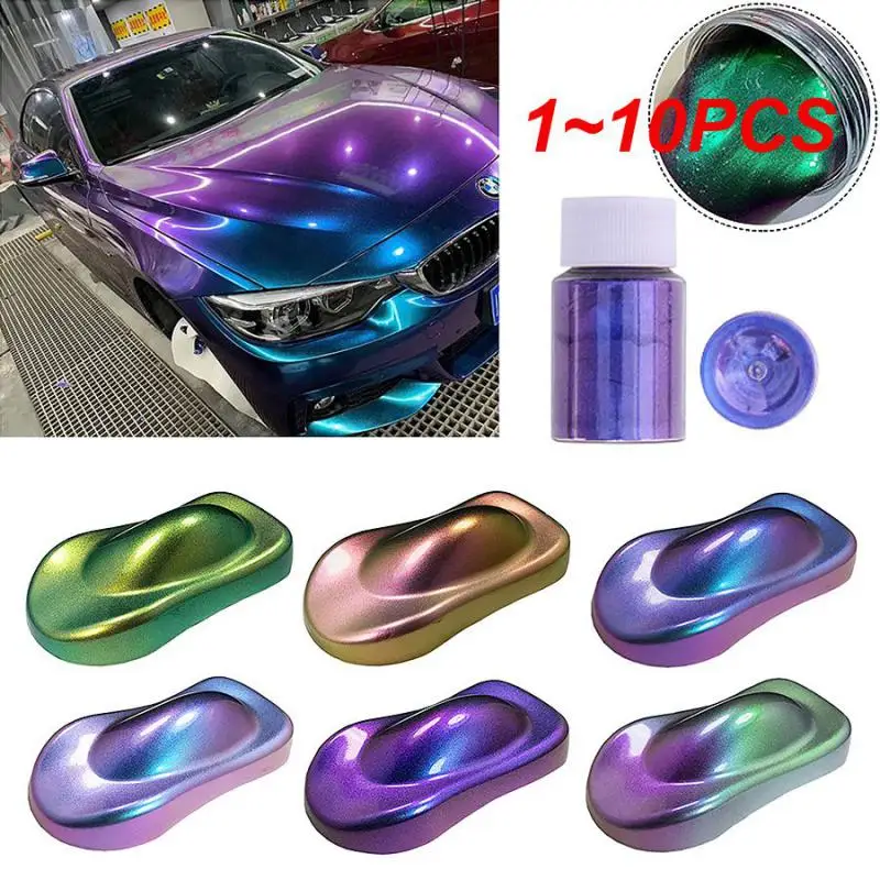 110PCSCarChameleonCoatingPigmentsPaintPowderMirrorDiscolored
