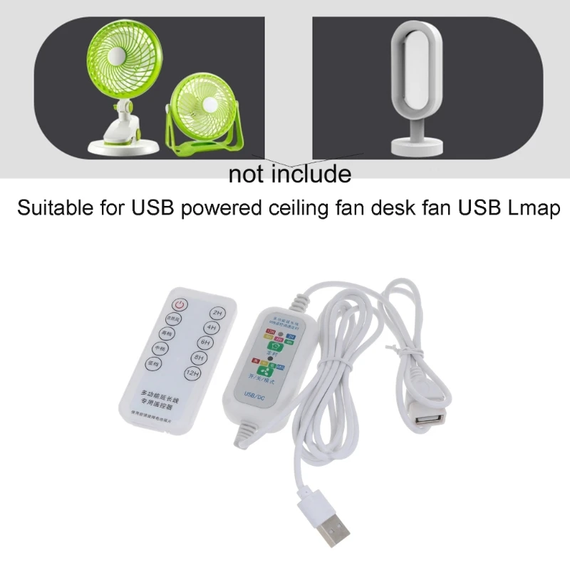 5V USB Extension Cable 4 Speed Adjustable Remote 2-12Hour Timing USB Powered LED Light Lamp Ceiling Fan usb extension cable