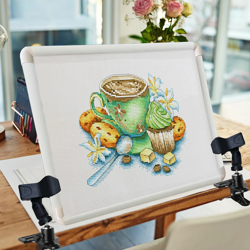 Cross Stitch Clip Clamp Non-slip Table Edge Embroidery Clip Adjustable Embroidery 360 Rotation Metal Camera Holder 2pcs embroidery clip