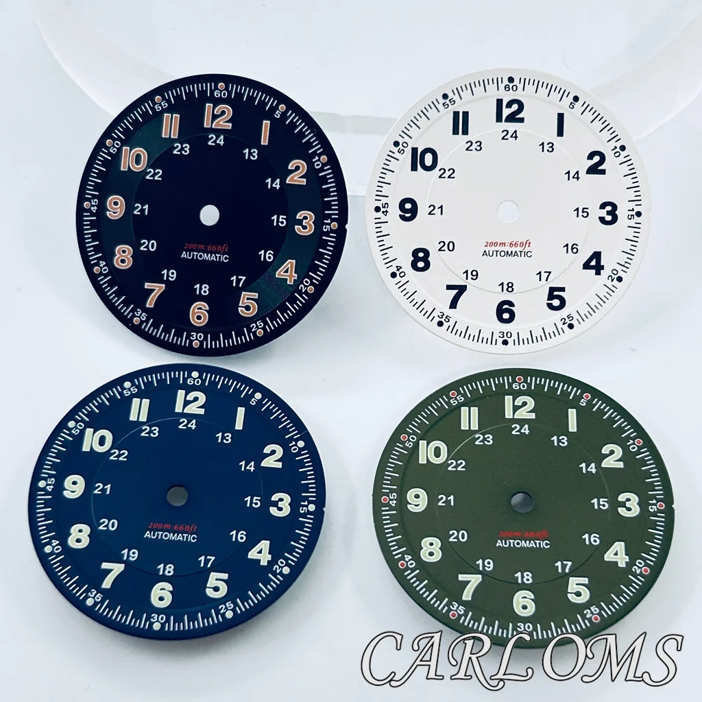 29mm Matte Black/Blue/White Watch Dial Without Logo