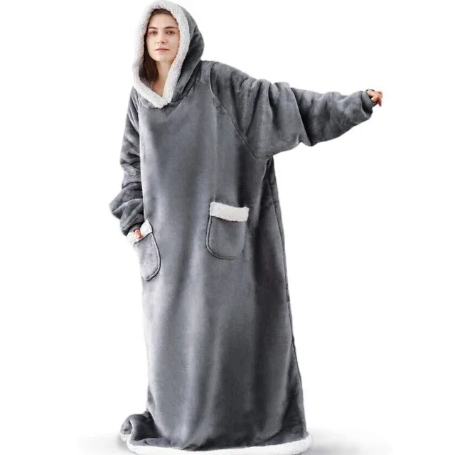Coperta oversize con cappuccio – Coperta in pile Sherpa indossabile