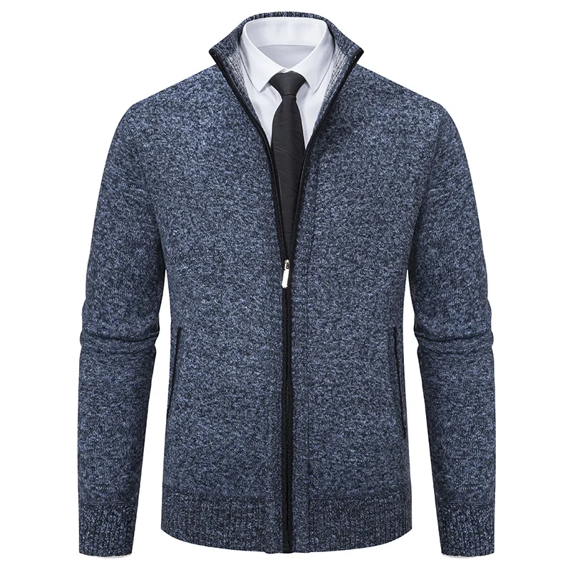 thumbnail image 1 of Cárdigan de lana con cremallera completa de alta calidad para hombre, suéter de gran tamaño, suéter informal navideño, cárdigans, abrigos, prendas de vestir para hombre de EE. UU., Amazon, 1 of 5