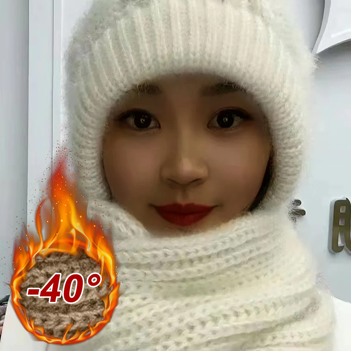 Padded Thickened Scarf All-in-one Wind Snow Cap Fall Winter Squirrel Velvet Wool Cap