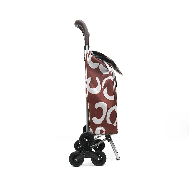 Large Capacity Waterproof Bag Foldable Shopping Cart With Rubber Tri-Wheel For Easy To Climb Stairs