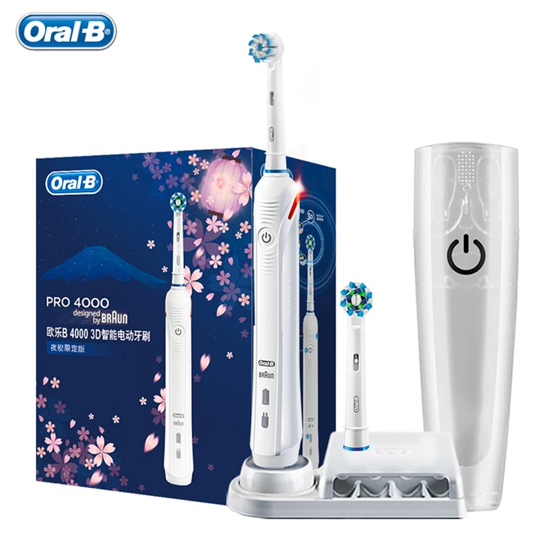 Oral-B Pro 4000 Electric Rechargeable Toothbrush Ultrasonic 3D Smart Teeth Whitening Brush for Adult Stain Removal Oral-B Nozzle ht124a ht124b series digital smart multimeter 4000 counts auto range tester ohm hz capacitance true rms ac dc dmm multitester