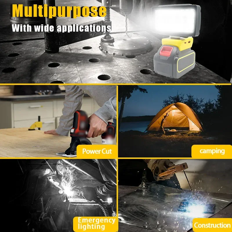 36 LED Car Work Light Flashlight Torch USB Power Bank For Makita For DeWalt Bosch Milwaukee HongSong Li-ion Battery Lamp