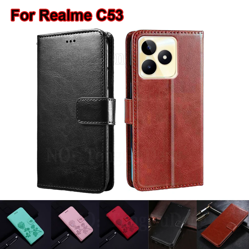 

чехол на Realme C53 RMX3760 Case Leather Funda Coque Wallet Cases For Capinha De Celular Realme Narzo N53 NarzoN53 Phone Cover