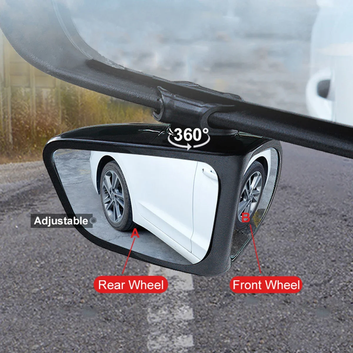 Car rearview mirrors 360&deg; Blind Spot Mirror Adjustable Rotatable Convex Wide-angle Clear Rearview Safety Mirror Accessories 2Pcs
