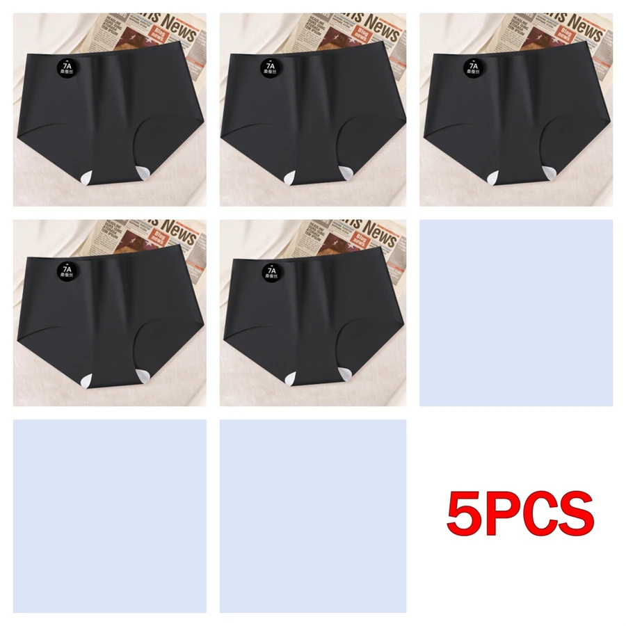 5Pcs/Set Seamless Mulberry Silk Underwear Ultral Thin Women Panties Sexy High Elastic Invisible Briefs Soft Underpants Lingerie