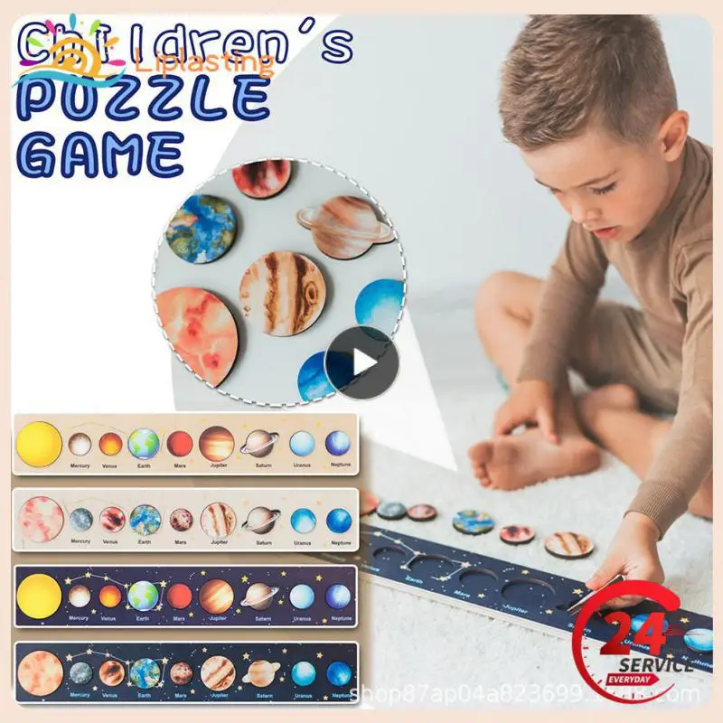 Wooden Puzzle Toy Solar System Model Science Toys Set Montessori Planets Science Educational Puzzle Toys for Kids Gifts