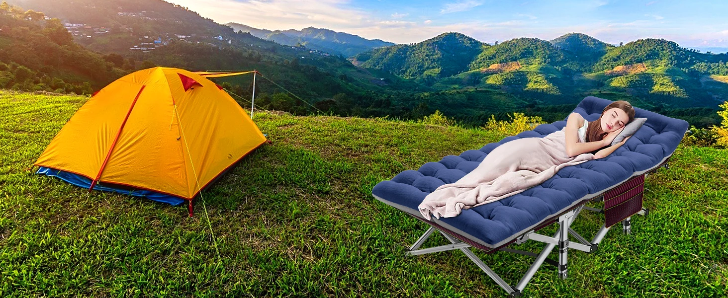 Description Picture 4 of itemFolding Camping Cots for Adults Heavy Duty Cot with Mattress, Portable Sleeping Cot Folding Outdoor Bed with Carry Bag, Folding