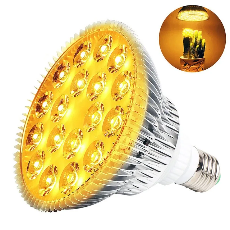 PAR38 Plant Growth Light 54W Yellow Full Spectrum 625nm / 660nm Indoor Seedling Succulent Fill Light Bubble 36W Grow Kit