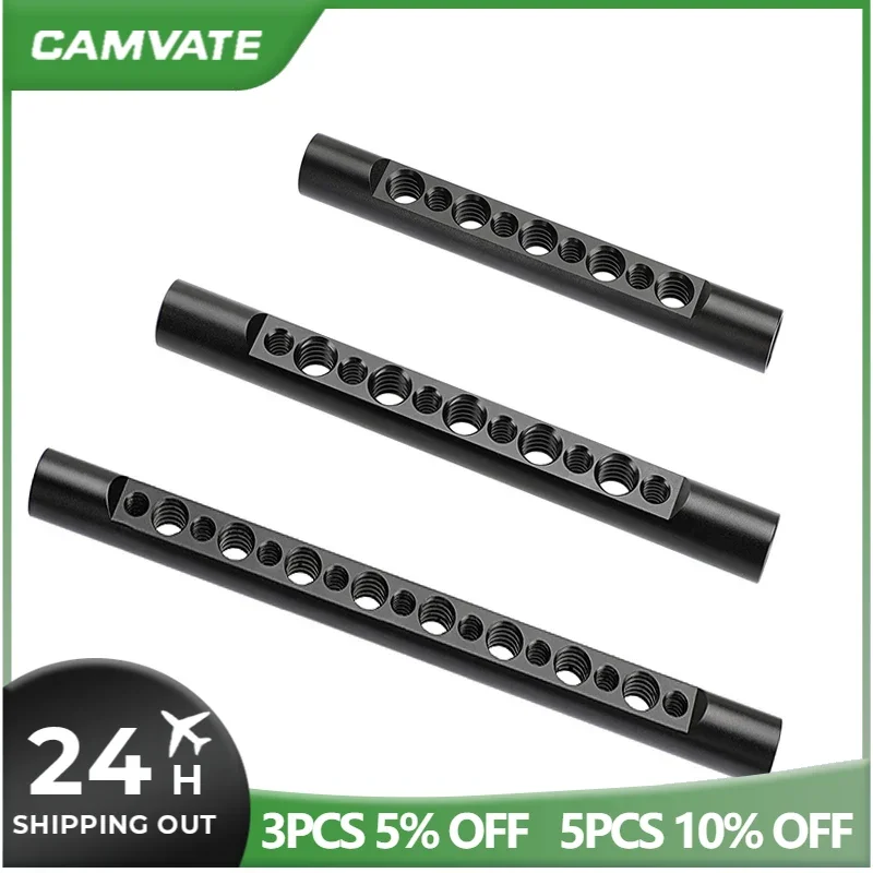Camera Accessories Aluminum 15mm Rod Cheese Bar 4.9" 5.7" 7.7" Long with 1/4"3/8" Thread Holes