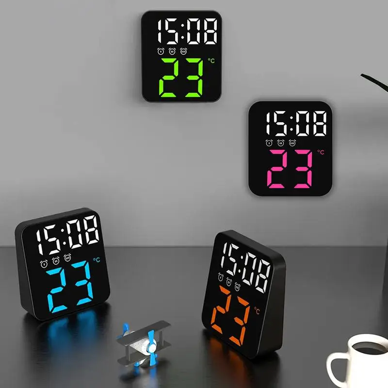 

Creative Number Clock Color Nightlight Temperature Calendar Alarm Clock LED Large Number Electronic Clock Backlight Home Decor