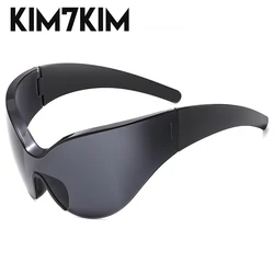 New Steampunk Mask Sunglasses Women Trends Punk Y2k Sun Glasses Men 2000'S Wrap Around Goggle Luxury Brand One Pieces Eyewear