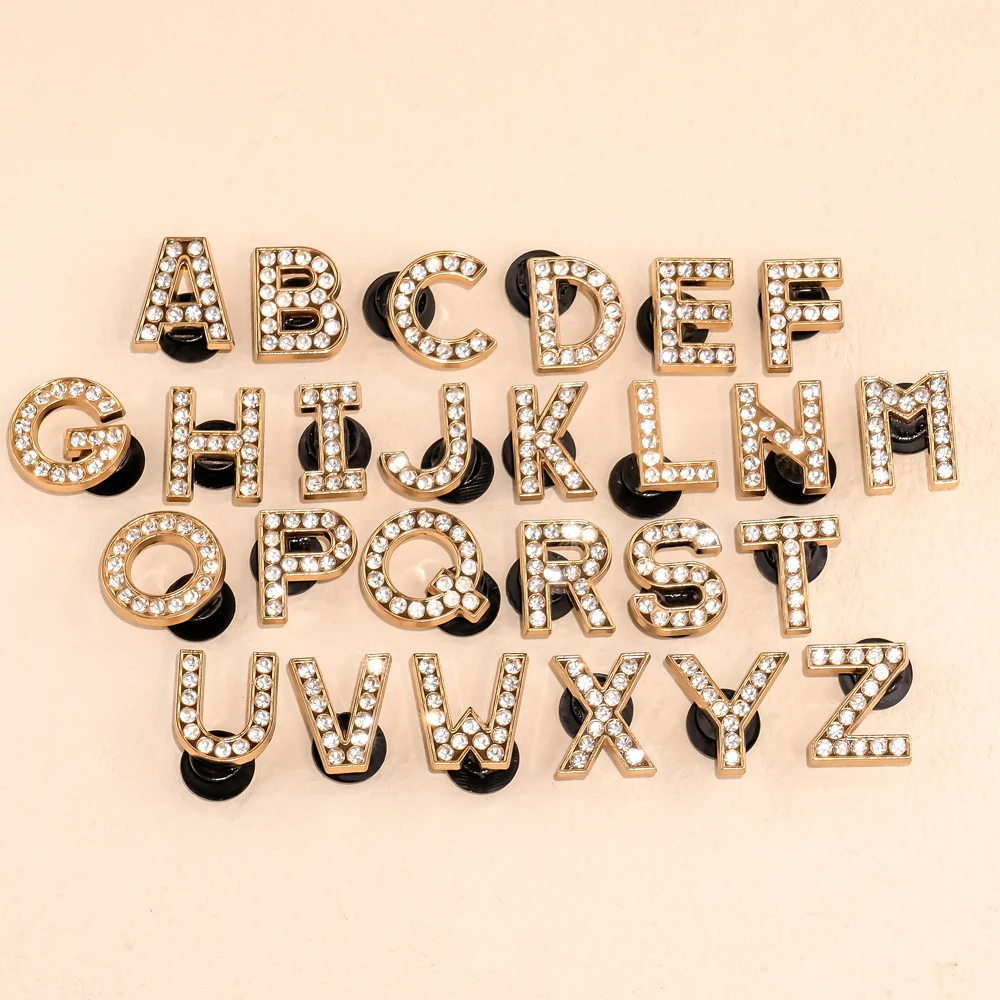 1pcs Letters Luxury Shoe Charms Alphabet Shoe Decorations Pins for Sandals Women Girls Gifts Bling Accessories