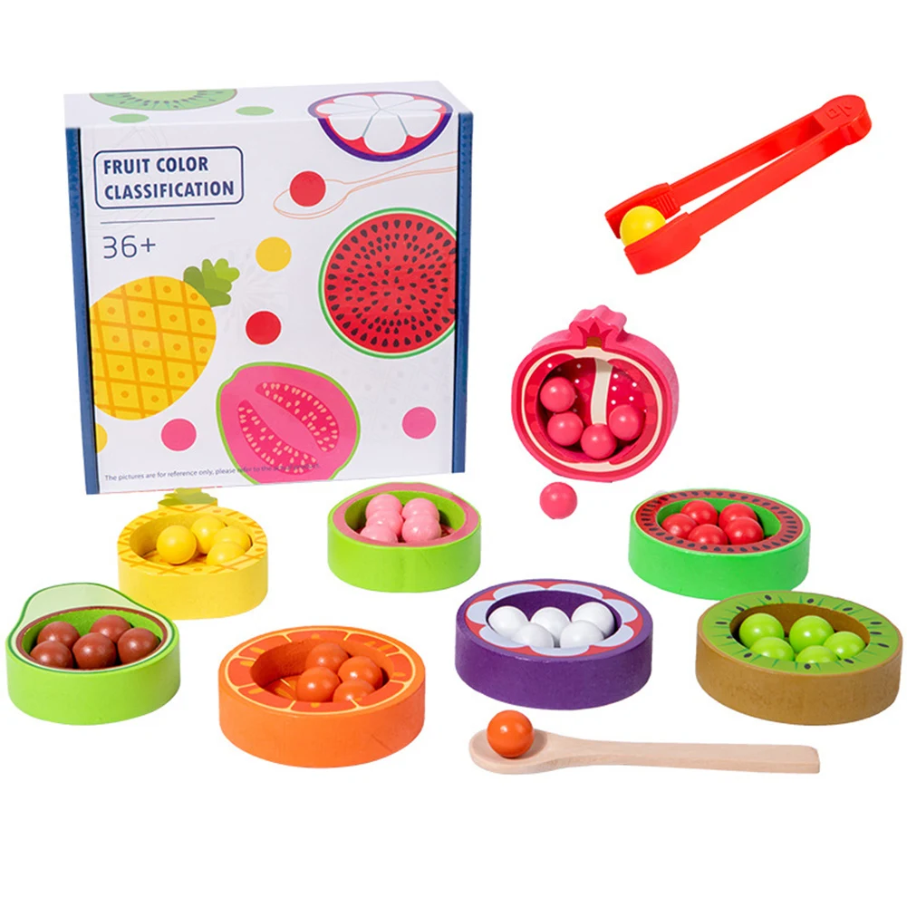 Balls in Cups Toys Motor Skills Toy Early Education Toys Exercise Hand Eye Coordination Kitchen Fruit Wooden Toy for Boys Girls