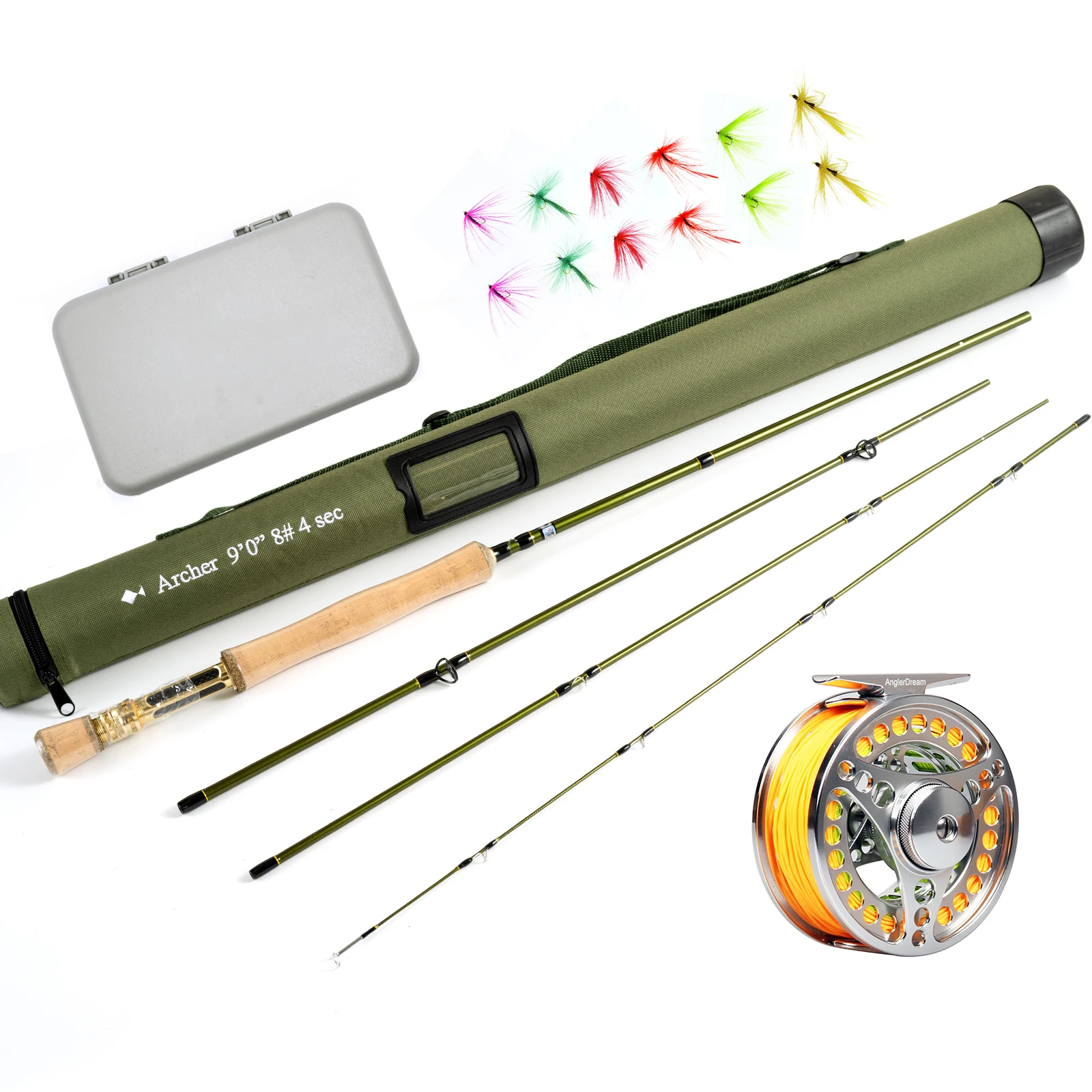 Fly Fishing Rod and Reel Combo 9' 8WT 4Sec Graphite IM10 Fly Rod & CNC