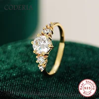 18K Gold Plated Sterling Silver 925 Rings Certified 1CT Round Cut D VVS1 Moissanite Ring Lab Diamond Wedding Jewelry