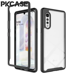 360° Full Coverage Clear Protective Case - Shockproof Transparent Armor Cover for LG G8 ThinQ (Black)