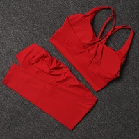 TRY TO BN Women's Tracksuit Sports Bra Fitness Yoga Set V Back Leggings High Waist Sportswear Workout Sets Cycling Gym Clothing - Image 2